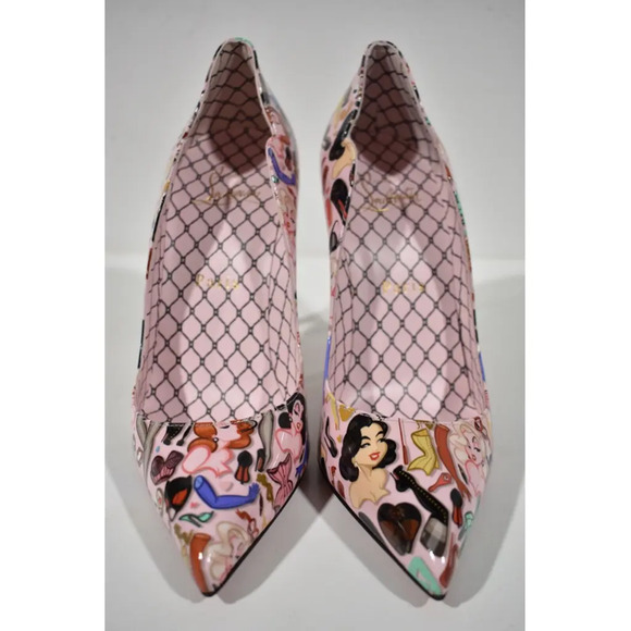 Christian Louboutin Hot Chick 100 Pink Patent Leather Bored Red Heel Pump 38.5 - Picture 5 of 12